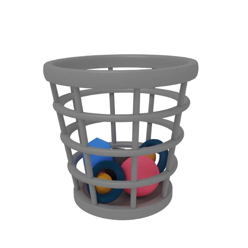 3d icon version of the trash bin icon, seen from an angle viewpoint