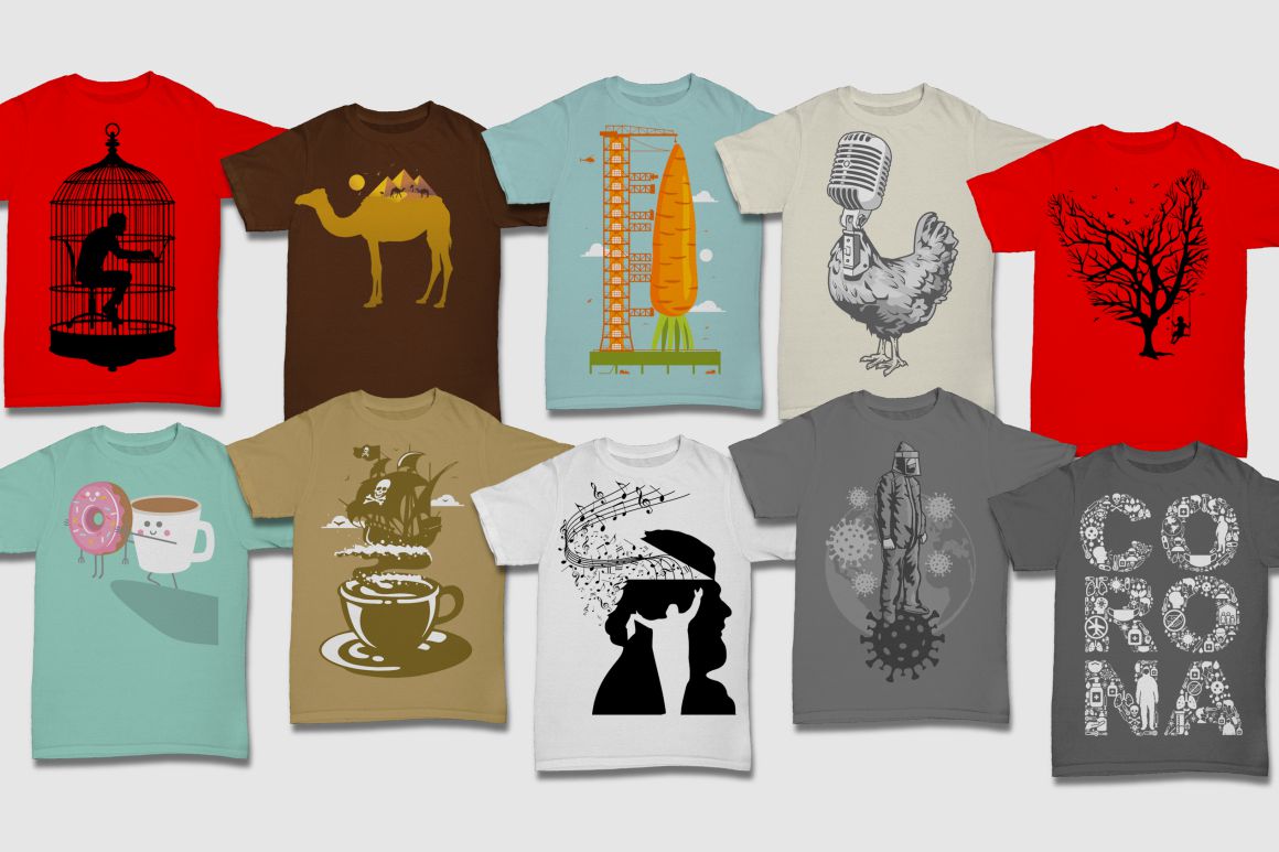 screenshot of t-shirts with graphics