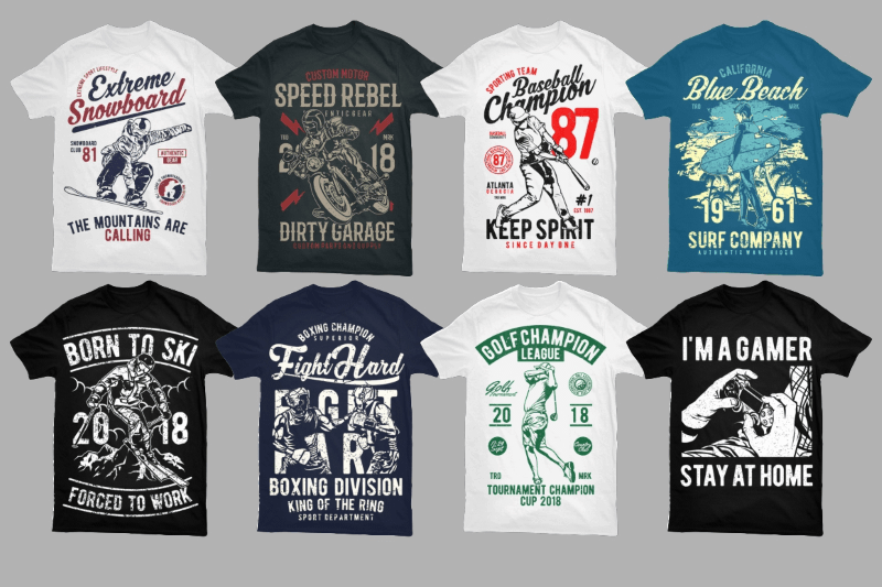 a large preview of the vector t-shirt designs included in the package