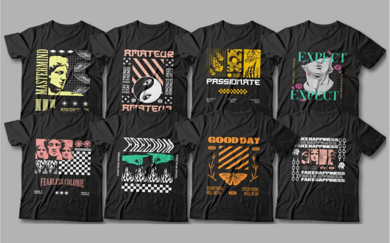 a poster poster with several streetwear t-shirt designs from this package