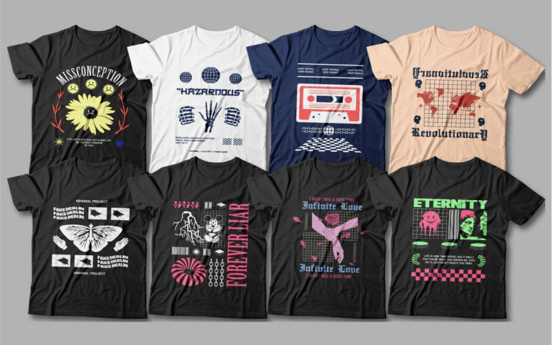 a poster poster with several streetwear t-shirt designs from this package