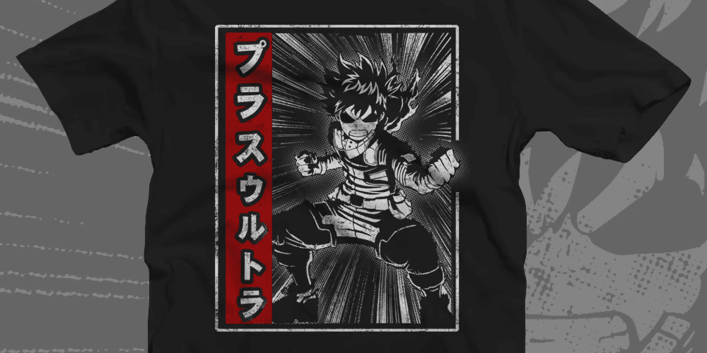 t-shirt with black and red anime design