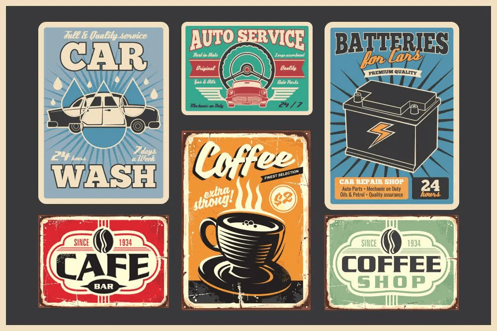 Compilation of vintage design posters