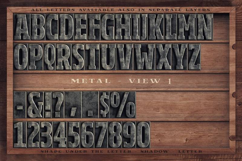 Vintage lettering letterpress style toolkit