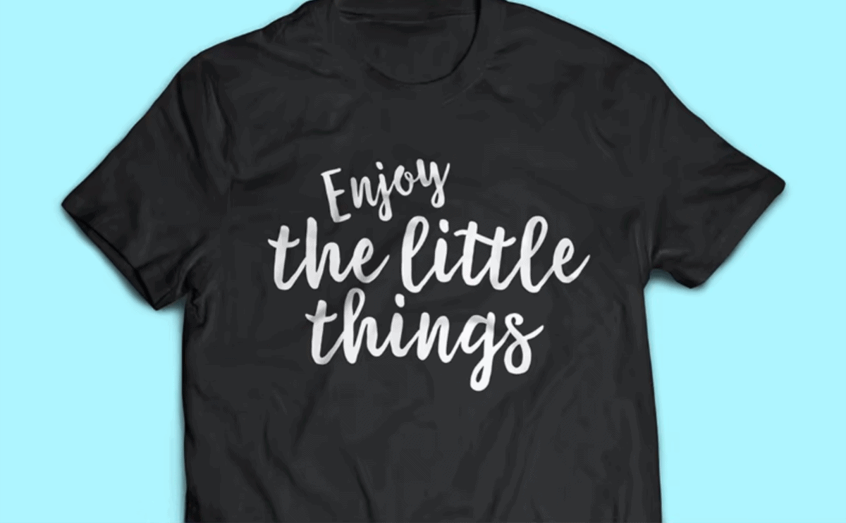 Black t-shirt with nice script typography in white