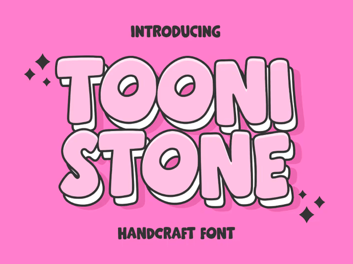 Example of bubbly Tooni Stone typography with pink colours