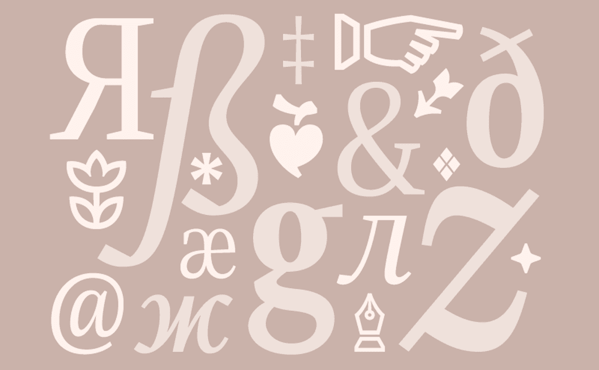 Script icons and letters with pastel and cream colors