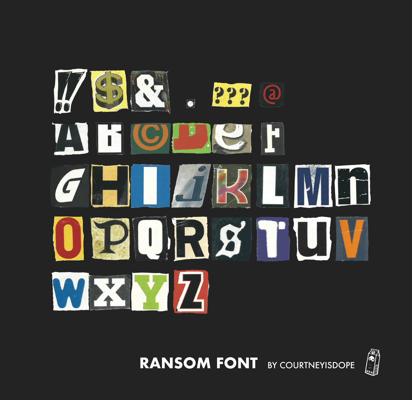 Ransom Note Vector Font - OTF, PNG & SVG Files