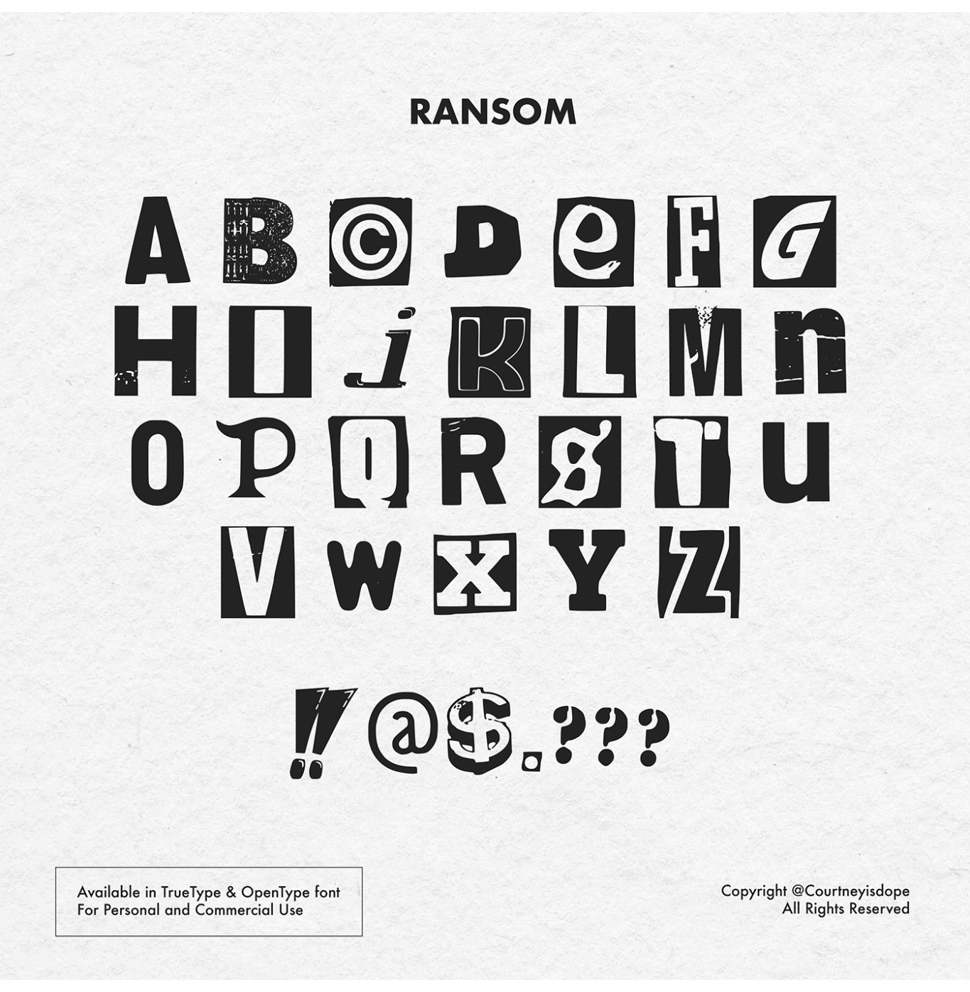 Sticker Vector Ransom Note- Cut Paper Letters, Numbers, Symbols